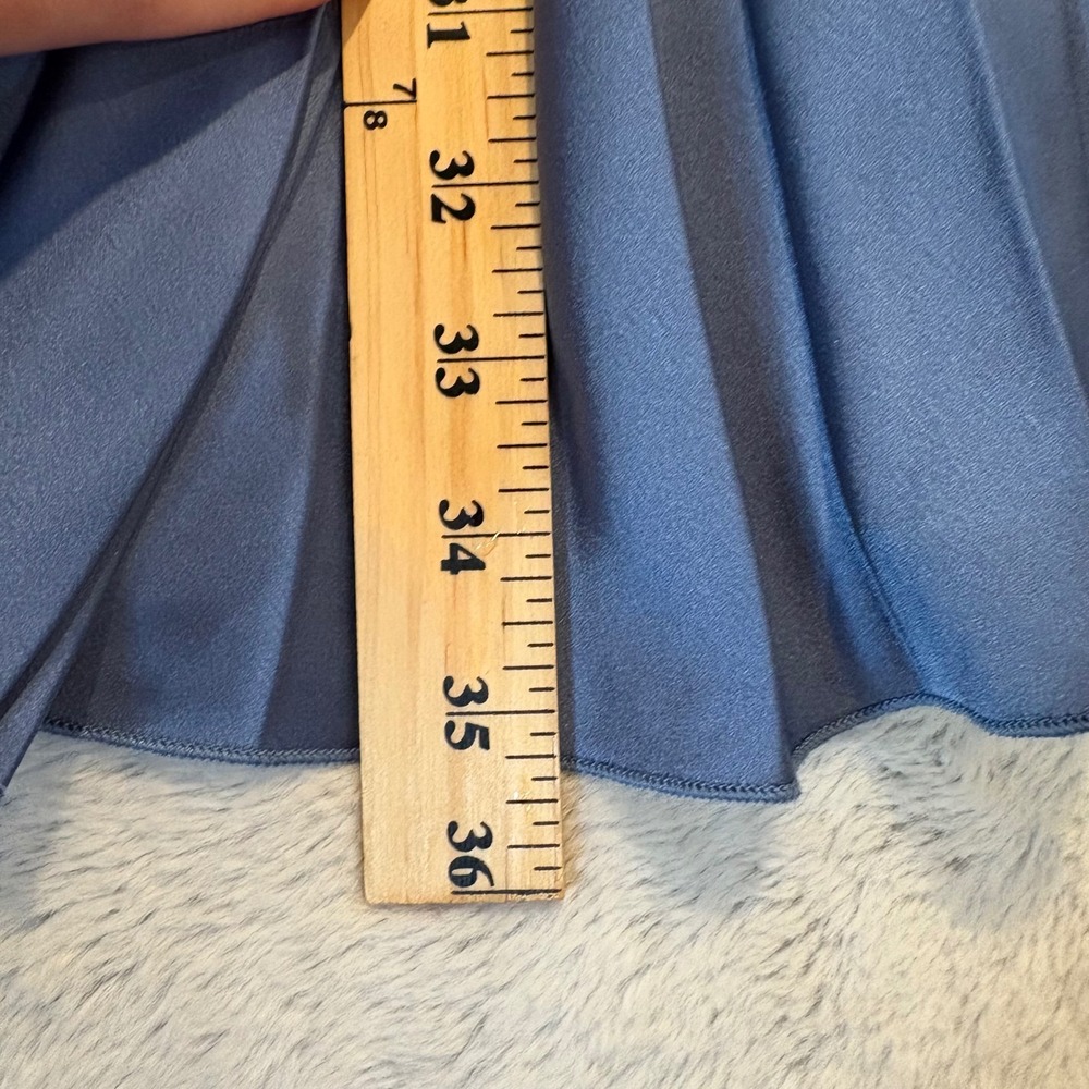 Abercrombie & Fitch Giselle‎ Pleat Mini Dress Blue Satin M Wedding Cocktail NWT - Picture 7 of 11